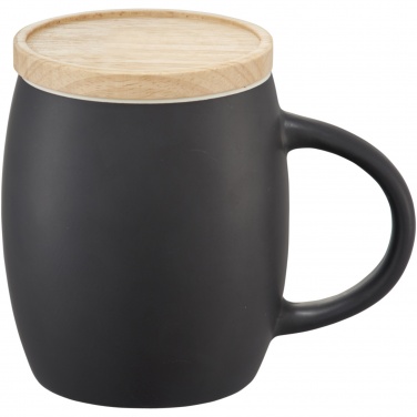 Logotrade Geschäftsgeschenke das Foto: Hearth 400 ml Keramiktasse mit Holz Untersetzer