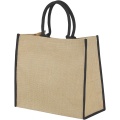 Harry farbige Jute Tragetasche 25L, Natur / Tiefschwarz