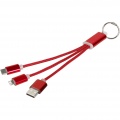 Metal 3-in-1 Ladekabel mit Schlüsselanhänger, Rot