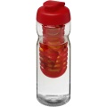 H2O Active® Base 650 ml Sportflasche mit Klappdeckel und Infusor, Transparent / Rot