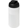 Baseline® Plus 500 ml Sportflasche mit Klappdeckel, Transparent / Tiefschwarz