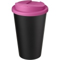 Americano® Eco 350 ml recycelter Becher mit auslaufsicherem Deckel, Rosa / Tiefschwarz