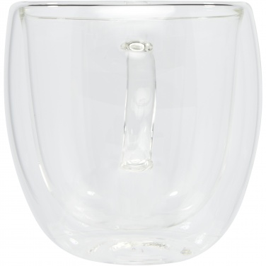 Logotrade Firmengeschenke das Foto: Manti 2-teiliger 250 ml doppelwandiger Glasbecher mit Bambusuntersetzer 