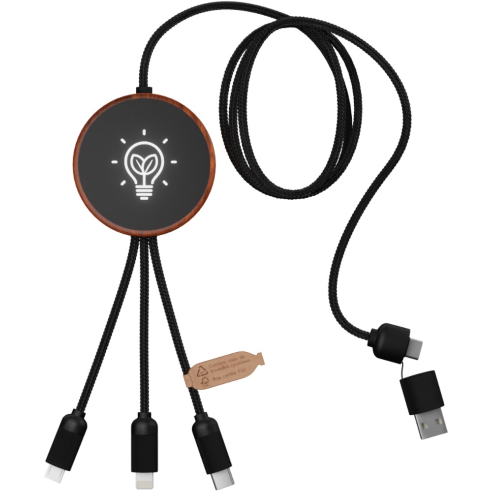 : SCX.design C40 5-in-1 Ladekabel aus rPET mit 10W Ladepad und Leuchtlogo