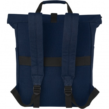 Logotrade Werbeartikel das Foto: Joey 15" GRS Rolltop Laptoprucksack aus recyceltem Canvas 15 L