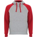 Badet zweifarbiger Kapuzenpullover Unisex, Grau meliert / Rot