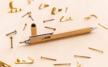 Logotrade Firmengeschenke das Foto: 5-in-1 Bambus Tool-Stift