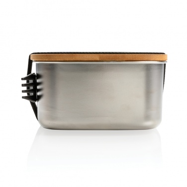 : Stainless Steel Lunchbox mit Bambus-Deckel und Göffel