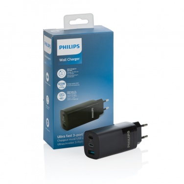 Logotrade Logogeschenke das Foto: Philips 65W Ultra-Schnell-PD 3-Port-USB-Wandladegerät