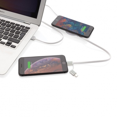 Logotrade Werbegeschenke das Foto: 3-in-1 Kabel mit 5W Bambus Wireless Charger