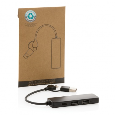 Logotrade Firmengeschenke das Foto: RCS recycelter USB-Hub mit Dual-Input