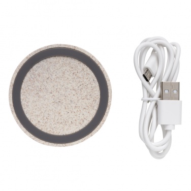 : Rundes 5W Charging Pad aus Weizenstroh