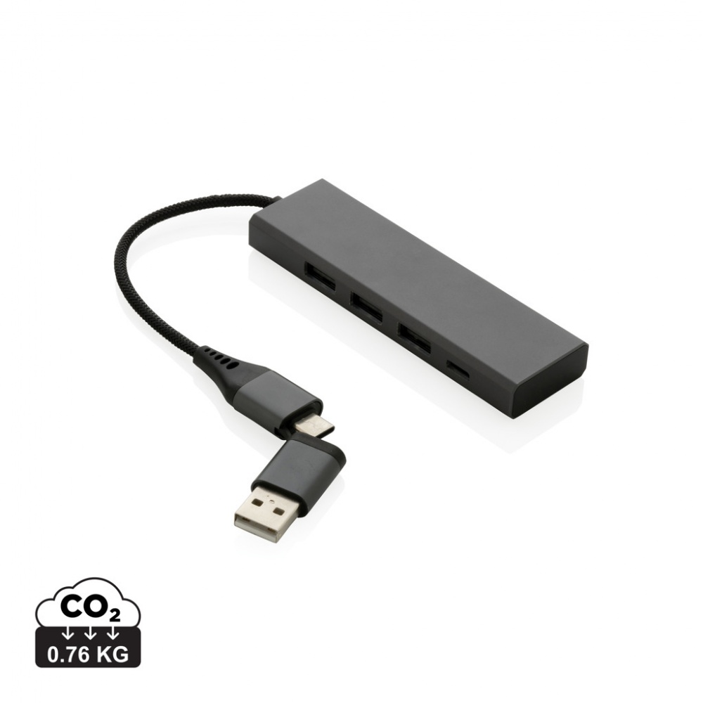 Logotrade werbemittel das Foto: Terra Hub aus RCS recyceltem Aluminium mit 3 USB-Anschlüssen