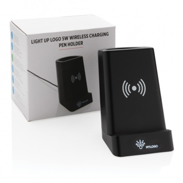 Logotrade Werbeartikel das Foto: Light Up Logo 5W Wireless Charging Stiftehalter