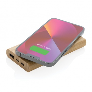 Logotrade Logogeschenke das Foto: 8.000mAh Bambus-Wireless-Powerbank