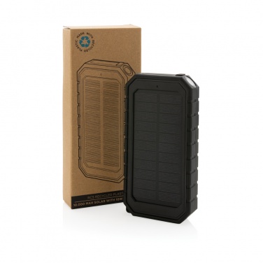 Logotrade werbemittel das Foto: 10.000 mAh Solar-Powerbank mit 10W Wireless aus RCS Plastik