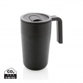 GRS recycelte PP und Stainless Steel Tasse mit Griff, Schwarz