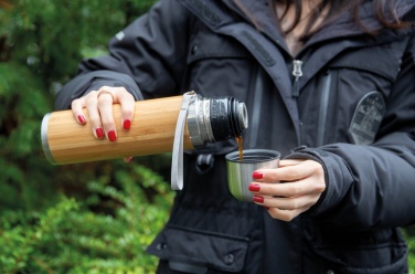 Logotrade Firmengeschenke das Foto: Auslaufsichere Bambus-Vakuumflasche