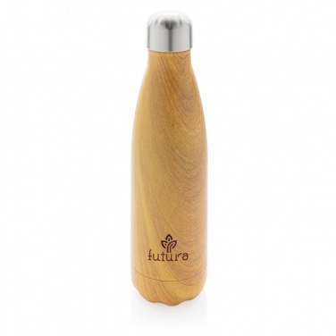 : Vakuumisolierte Stainless Steel Flasche mit Holzoptik