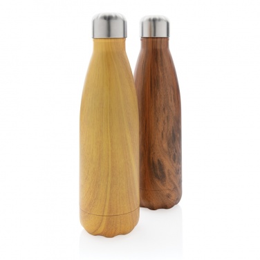 : Vakuumisolierte Stainless Steel Flasche mit Holzoptik