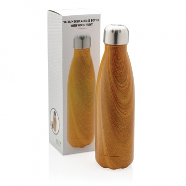 : Vakuumisolierte Stainless Steel Flasche mit Holzoptik