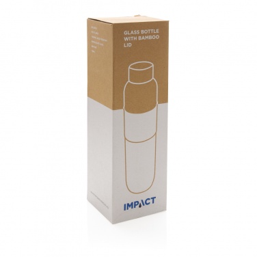 Logotrade Firmengeschenke das Foto: Impact Borosilikat-Glasflasche mit Bambusdeckel