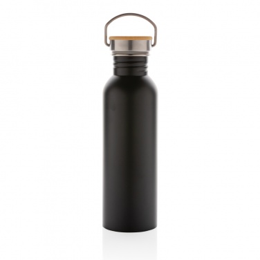 Logotrade Werbegeschenke das Foto: Moderne Stainless-Steel Flasche mit Bambusdeckel