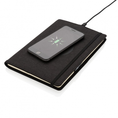 Logotrade Werbeartikel das Foto: Air 5W Wireless Charging nachfüllbares Journal-Cover A5