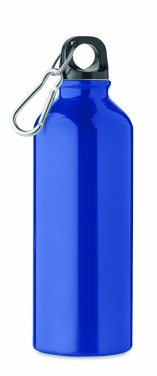 Logotrade Firmengeschenke das Foto: Einwandige 500-ml-Wasserflasche aus recyceltem Aluminium mit Karabiner