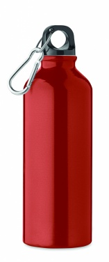 Logotrade Werbeartikel das Foto: Einwandige 500-ml-Wasserflasche aus recyceltem Aluminium mit Karabiner