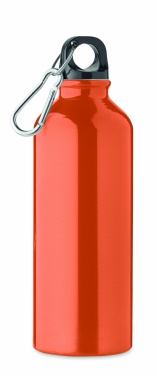 Logotrade Geschäftsgeschenke das Foto: Einwandige 500-ml-Wasserflasche aus recyceltem Aluminium mit Karabiner