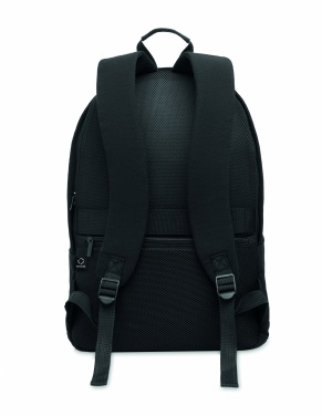 Logotrade Werbeartikel das Foto: Ein 15-Zoll-Laptop-Rucksack aus recycelter Baumwolle (Pre-Consumer) und recyceltem Polyester mit individuell anpassbarem Druck