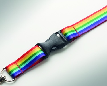 Logotrade Werbeartikel das Foto: Regenbogen Lanyard RPET