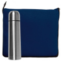 Set Fleecedecke und Thermosflasche LIVERPOOL, marineblau