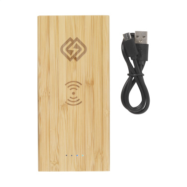 Logotrade Geschäftsgeschenke das Foto: Bamboo 8000 Wireless Powerbank kabelloses Ladegerät