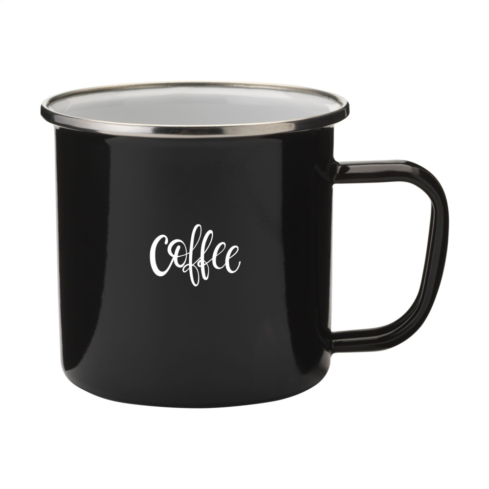 Logotrade Werbegeschenke das Foto: Retro Silber Emaille Tasse 350 ml