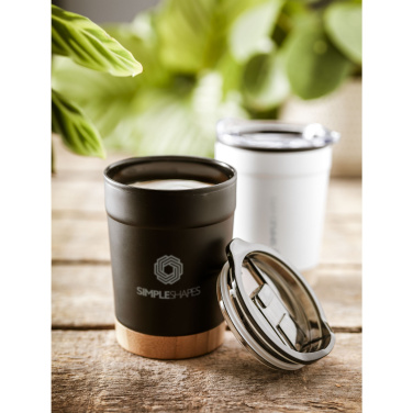 Logotrade Werbegeschenke das Foto: Kobe Bamboo RCS Kaffeetasse aus recyceltem Stahl, 350 ml