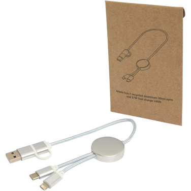 Logotrade Werbegeschenke das Foto: Alasia 30 cm 5-in-1 Kabel aus recyceltem Kunststoff für Datenübertragung und 27W Schnellladung