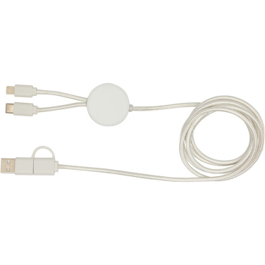 Logotrade Geschäftsgeschenke das Foto: Citala 150 cm 5-in-1 Kabel aus recyceltem Kunststoff für Datenübertragung und 27W Schnellladung