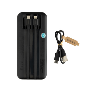 Logotrade Werbeartikel das Foto: Turbopack 10000mAh Powerbank mit integr. Kabeln aus RCS rABS