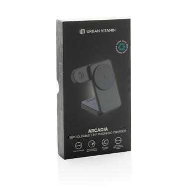 Logotrade Werbegeschenke das Foto: Urban Vitamin Arcadia 15W 3in1 Magnet-Charger aus RCS rABS