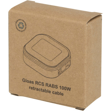 Logotrade werbemittel das Foto: Gloas Aufrollbares 5 in 1 Kabel aus Recyclingmaterial mit Datensynchronisierung und 100 W Schnellladefunktion sowie Smartphone Toolkit