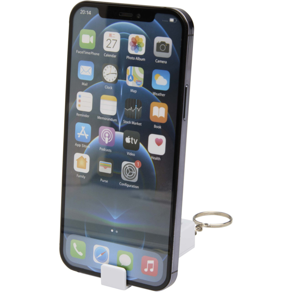 Logotrade Werbeartikel das Foto: Aggia Telefonladestation aus recyceltem Kunststoff mit Fidget-Toy