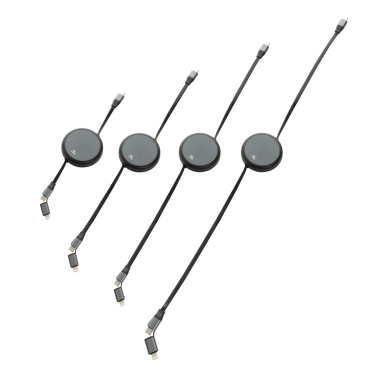 Logotrade Werbeartikel das Foto: Terra ausziehbares 240W 2-in-1 Kabel aus RCS rec. Aluminium