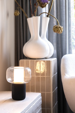 Logotrade werbemittel das Foto: Lux 10W Lautsprecherlampe aus RCS recyceltem Kunststoff