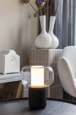 Logotrade Werbeartikel das Foto: Lux 10W Lautsprecherlampe aus RCS recyceltem Kunststoff