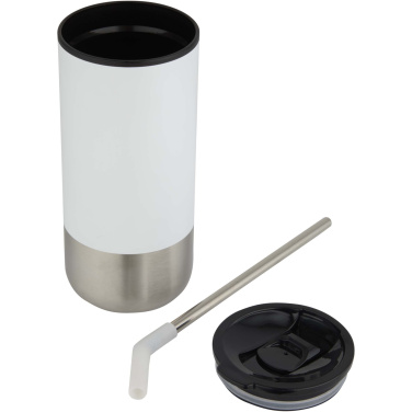 Logotrade Werbegeschenke das Foto: Grayson 480 ml RCS recycelter Isolierbecher mit Trinkhalm