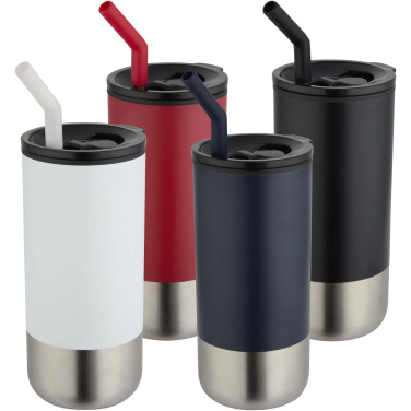 Logotrade Firmengeschenke das Foto: Grayson 480 ml RCS recycelter Isolierbecher mit Trinkhalm