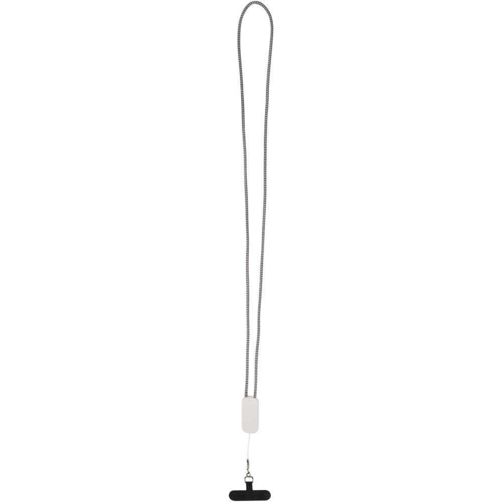 Logotrade Werbegeschenke das Foto: Anser Smartphone Lanyard aus recyceltem Kunststoff mit 27 W 5-in-1 integriertem Kabel