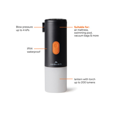 Logotrade Werbeartikel das Foto: Nordic Drift Titan 2-in-1-Luftpumpe und Campinglampe